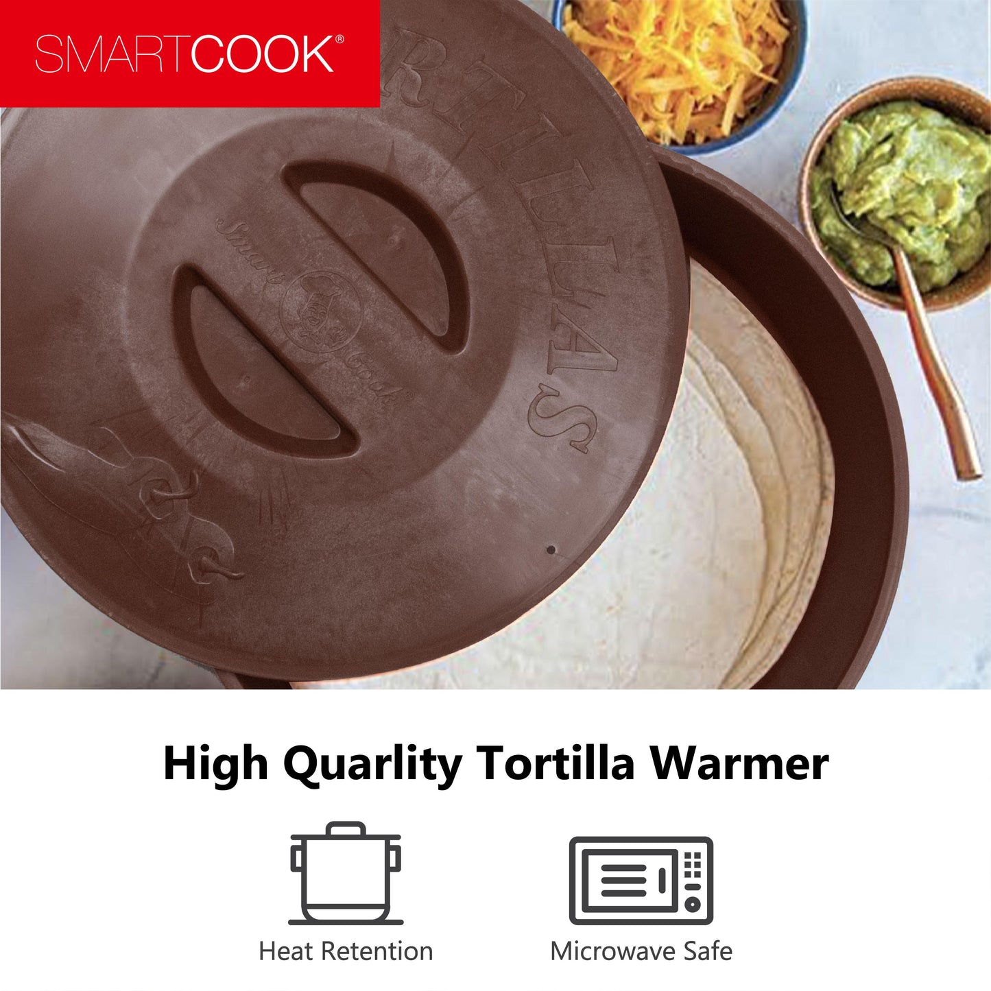 Smartcook 8" ,11 " Metal Round Comals and Plastic Tortillas Warmer Set with Taco holders, Rotis Press, Tortilla Makers, Tortilla Holder, Microwave Safe, Tortilla Server, Tortilla Warmer With Lid ,Kitchen Oven, Jam box
