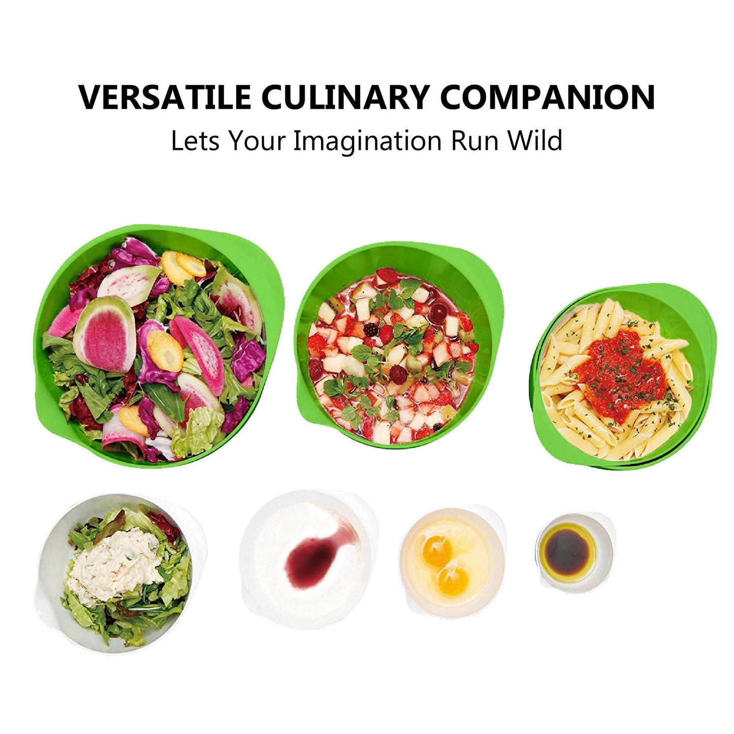 SmartCook Nesting Mixing Bowls Set with Bamboo Utensils - Set of 3 Prep Bowls, 2.5 quart, 3.5 quart, 4.5 quart, Non-Slip Bottoms with Easy Pour Spout, Reduce Mess, Great for Mixing & Serving, BPA Free Plastic, Dishwasher Safe, (Green)