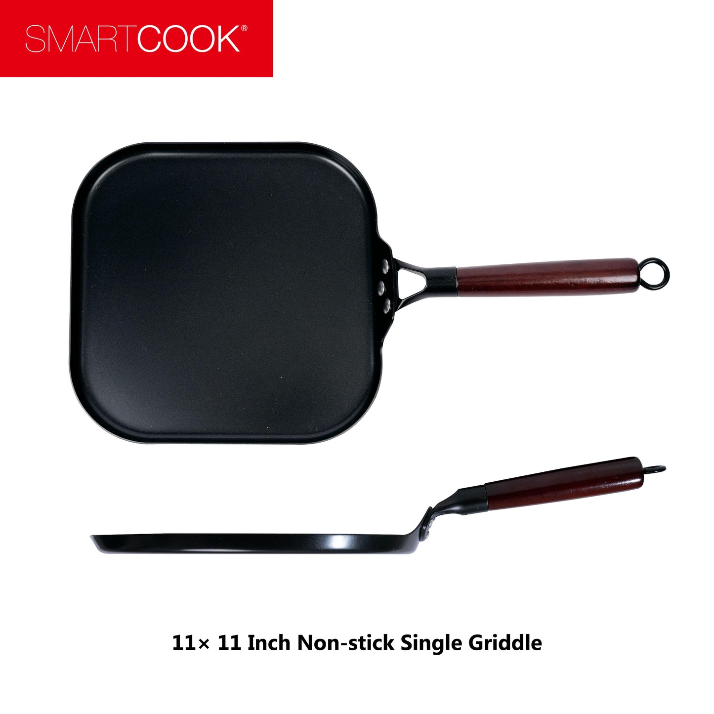 SmartCook Square Griddle Pan/Double Burner Carbon Steel With Utensils Set , Skillets Pan , Durable, Foodi , Perfect for Stove-Tops, Non-Toxic Cookware Set, Bakelite Handle, Cookware set, PFOA Free, Dishwasher Safe cookware pots and