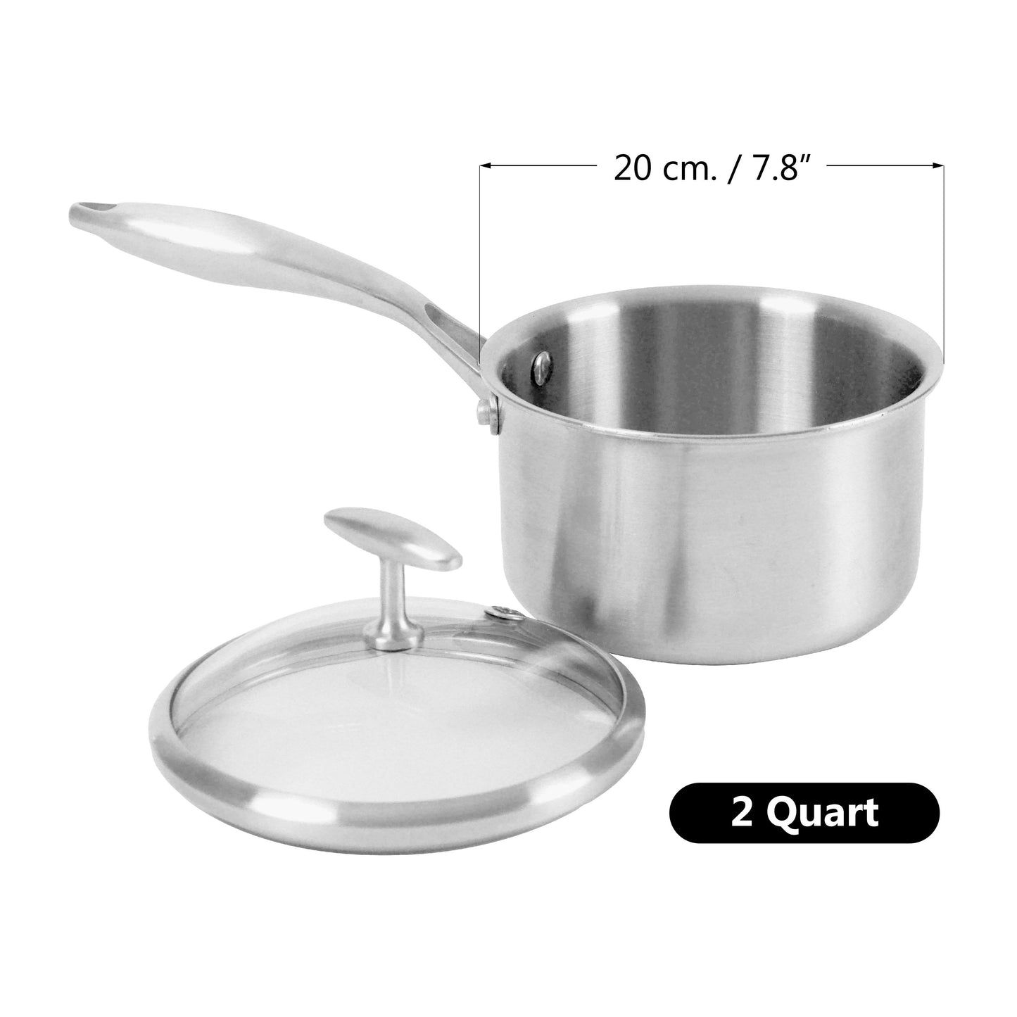 SmartCook Nonstick 2-Quart Stainless Steel Small Pan/Saucepan/Soup Pot Mini with Tempered Glass Lid - Chef's Classic Multipurpose Sauce Pot, Stay-Cool Handle, Compatible with All Stovetops, Dishwasher Safe pots and